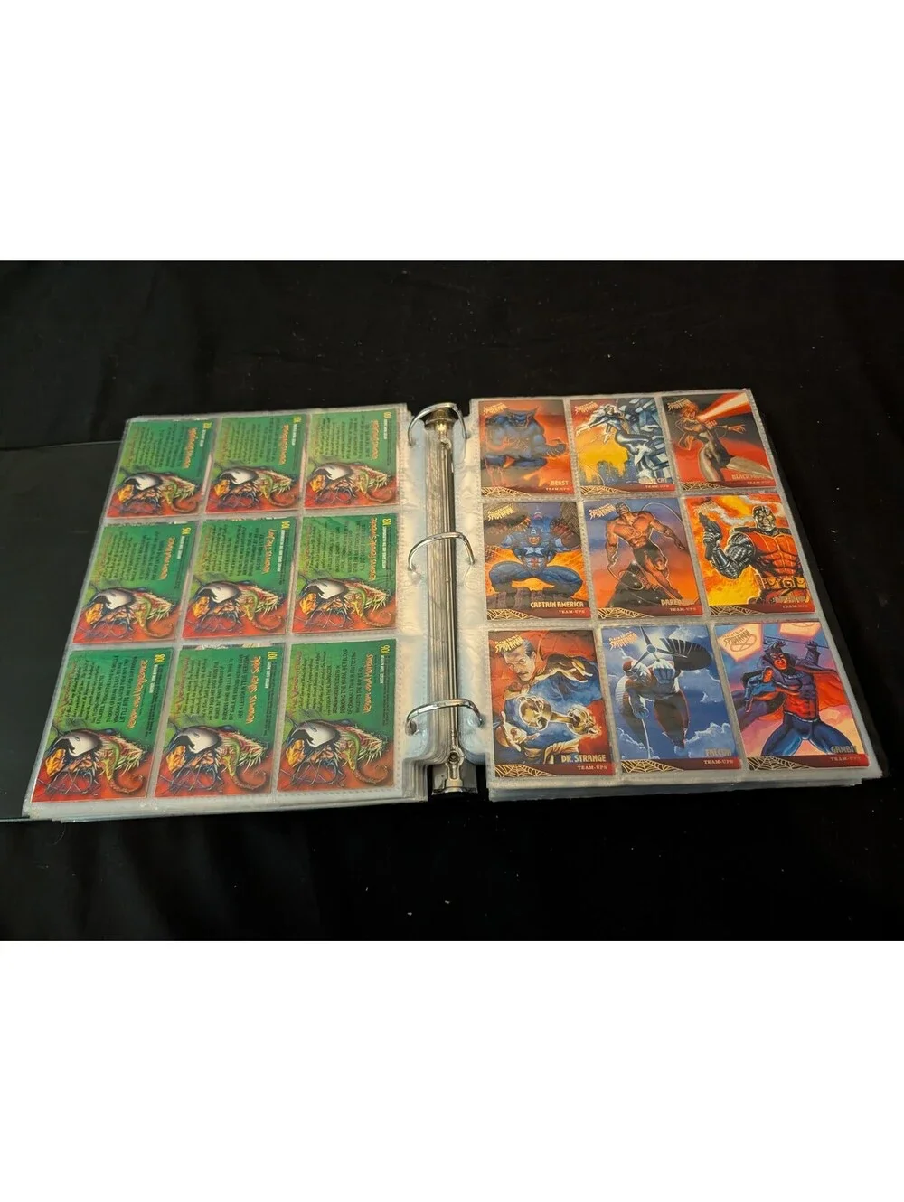 Vintage 1990s Marvel Spider-Man Trading Cards Collection in Binder - Full Series